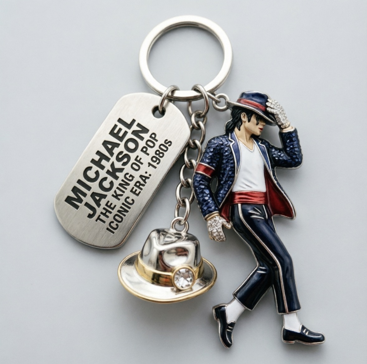 Women And Men Fashion - Michael Jackson sleutelhanger, klassieke danskoning hanger