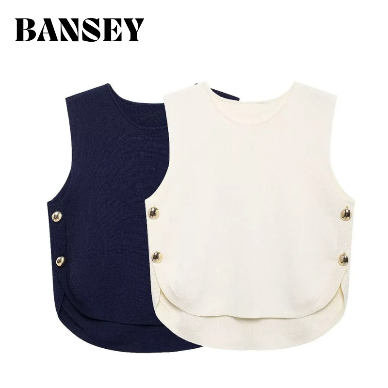 Asymmetric Top Women - 2022 Chique mouwloze damestop met gespen