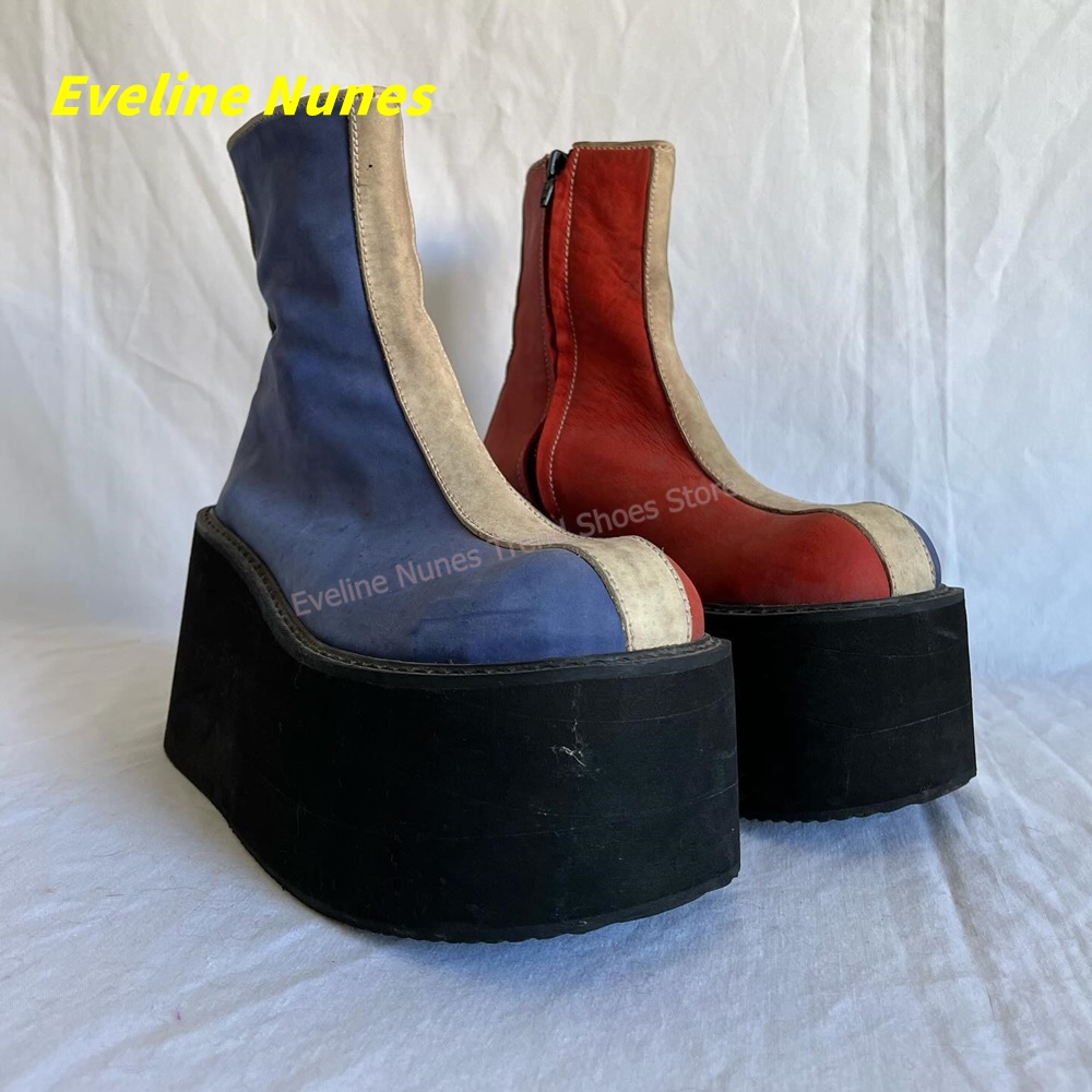 Women'S Fashion Trends Spring 2026 - Y2K Rood Blauw Platform Enkellaarzen Ronde