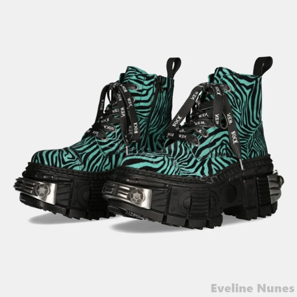 Winter Fashion Women Boots - Retro Contrast Kleur Luipaard Print Punk