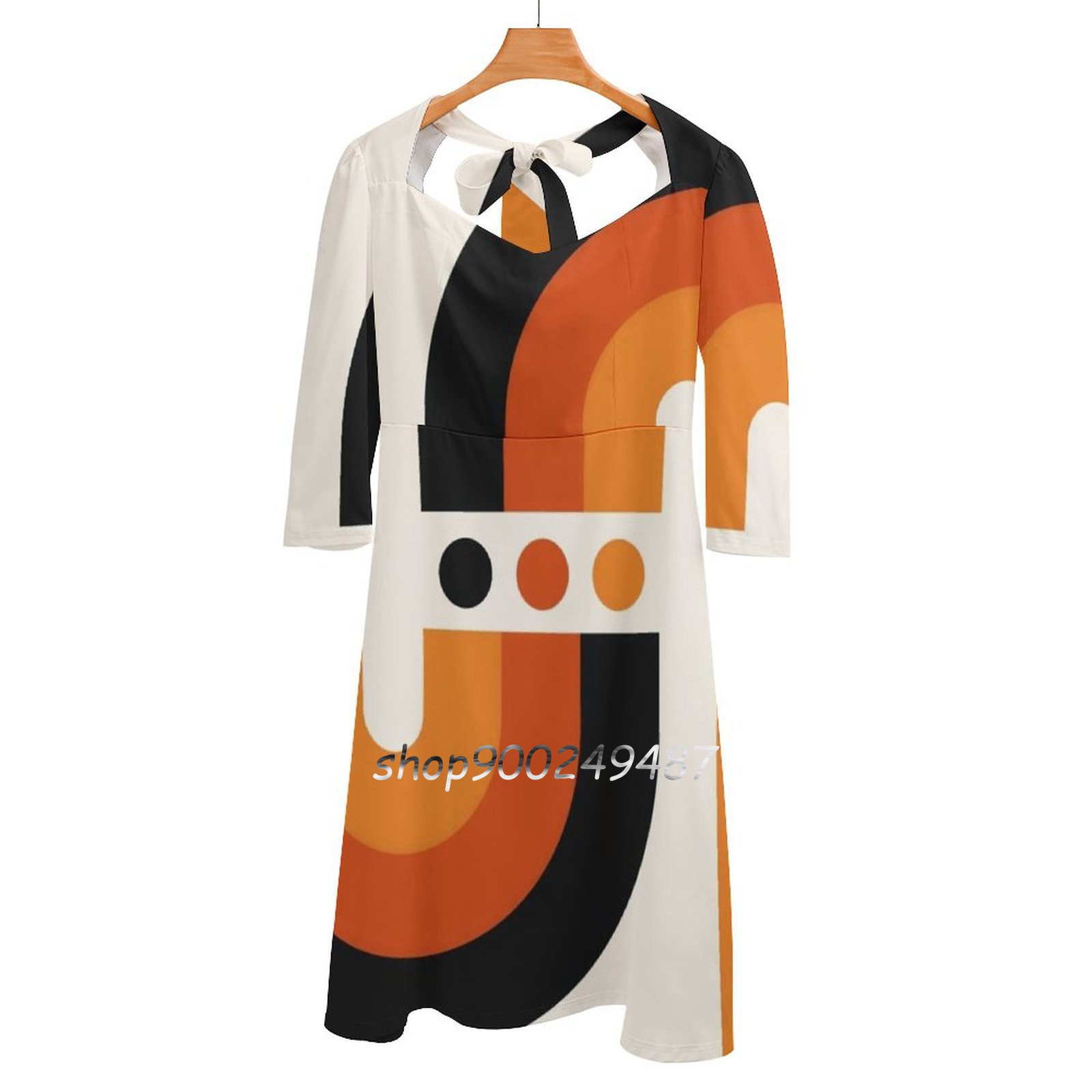 Women'S Fashion Of The 60S - Zonsondergang Regenboog Flare Jurk Vierkante Hals