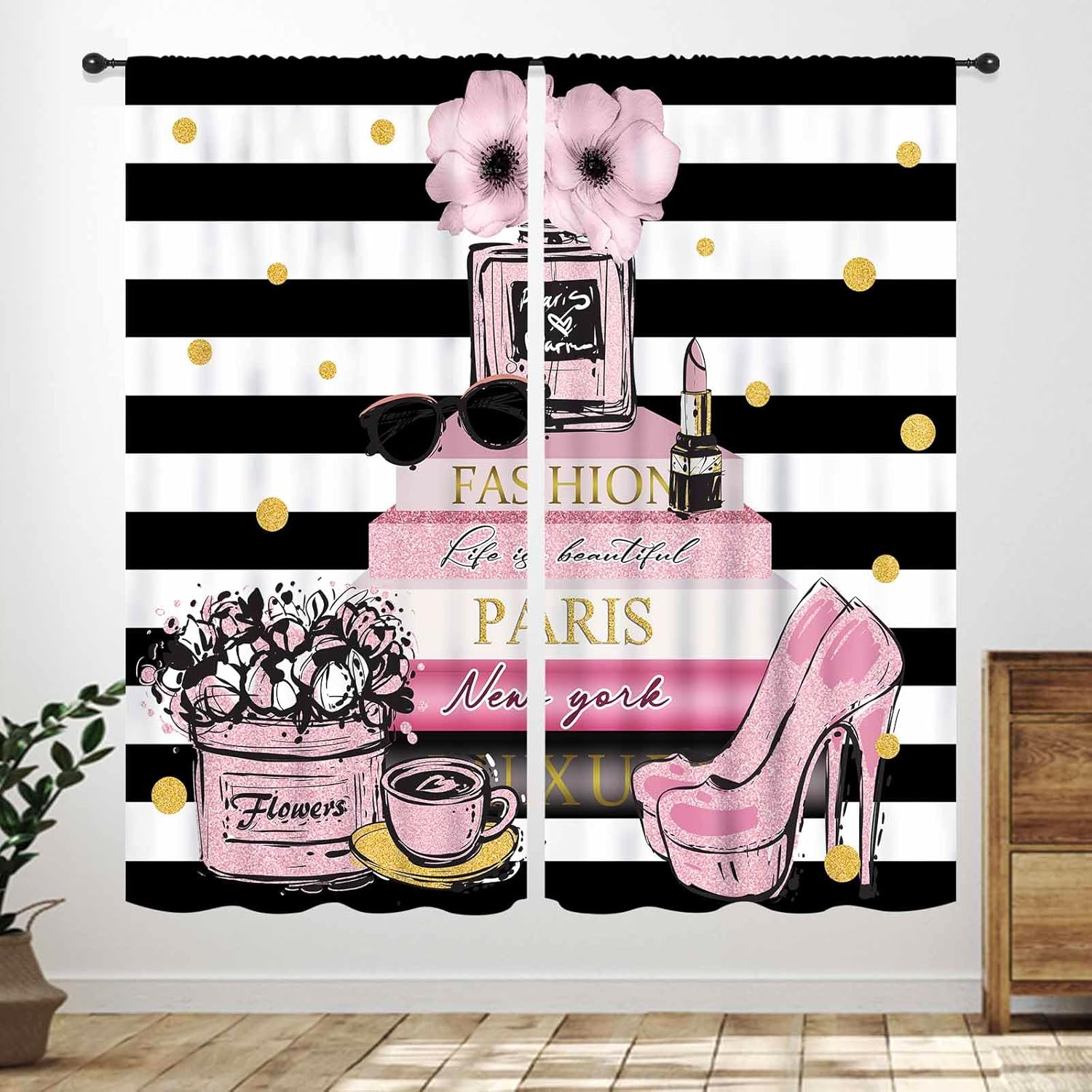 Women'S Fashion Magazine - Roze mode damesgordijn voor slaapkamer, girly