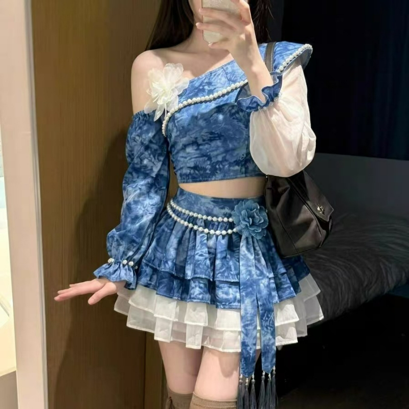 Asymmetric Top Women - Japanse stijl vintage elegante Lolita rokset