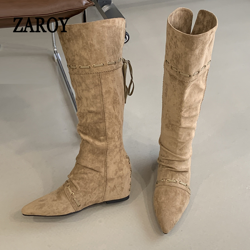 Winter Fashion Women Boots - ZAROY Winter Dameslaarzen Mode Trekkoord Veterschoenen