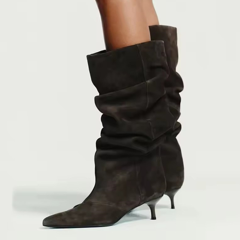 Winter Fashion Women Boots - Liyke Runway Fashion Geplooide Suède Knie