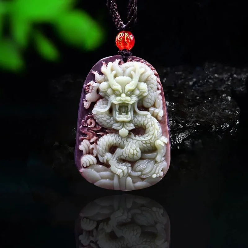 Women Fashion Jewellery - Paars Gewaad Jade Draak Hanger Ketting