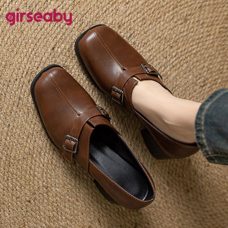 Women'S Fashion Loafers - Girseaby Vintage Vrouwen Pompen Vierkante Neus