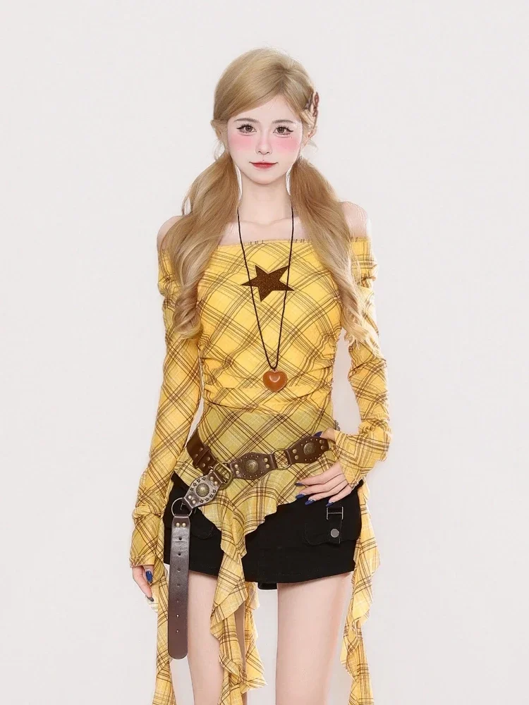 Y2K geruit vintage T-shirt met - Women'S Y2K Fashion Aesthetic recensie en prijs