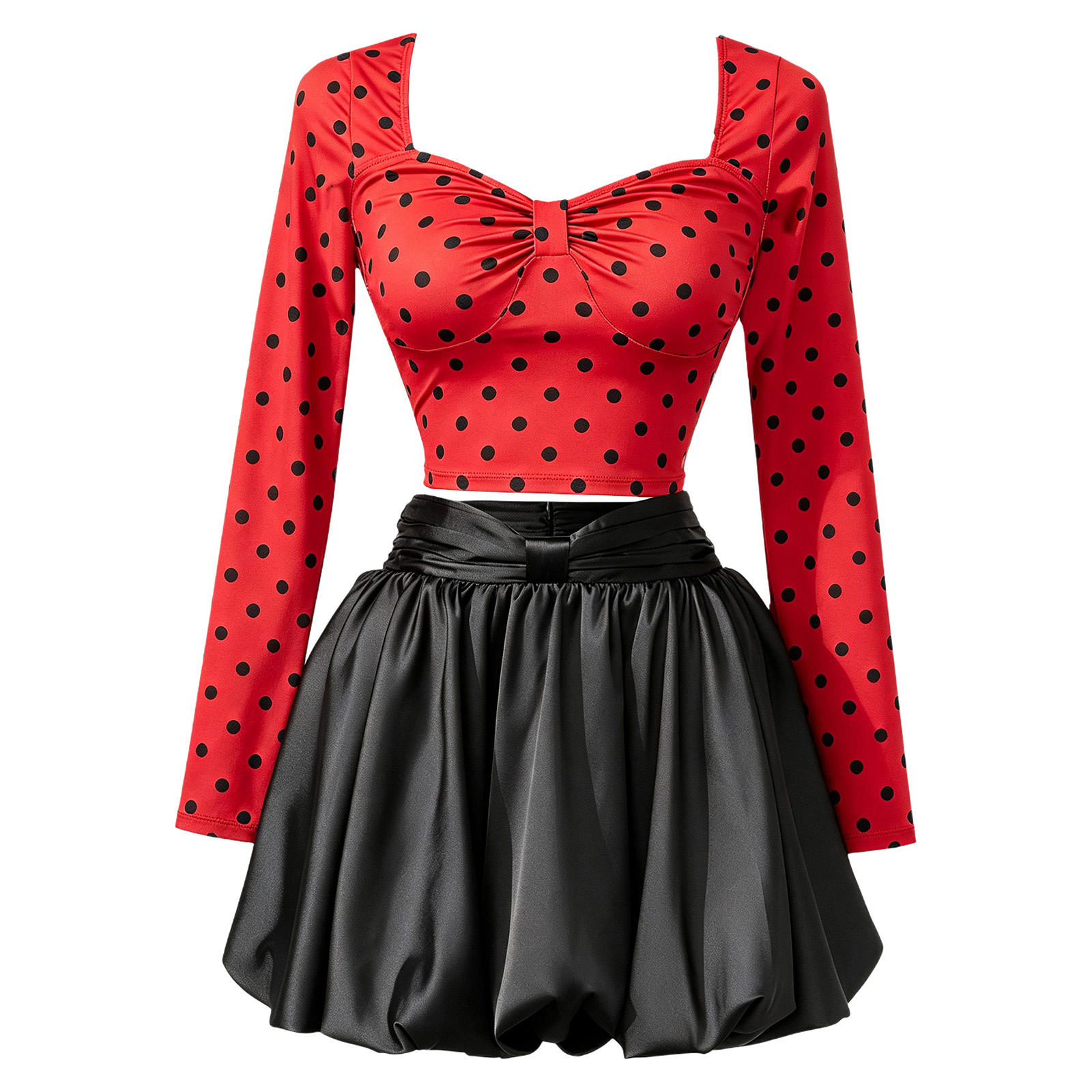 Dames lange mouw polkadot crop - Women Fashion Outfits recensie en prijs