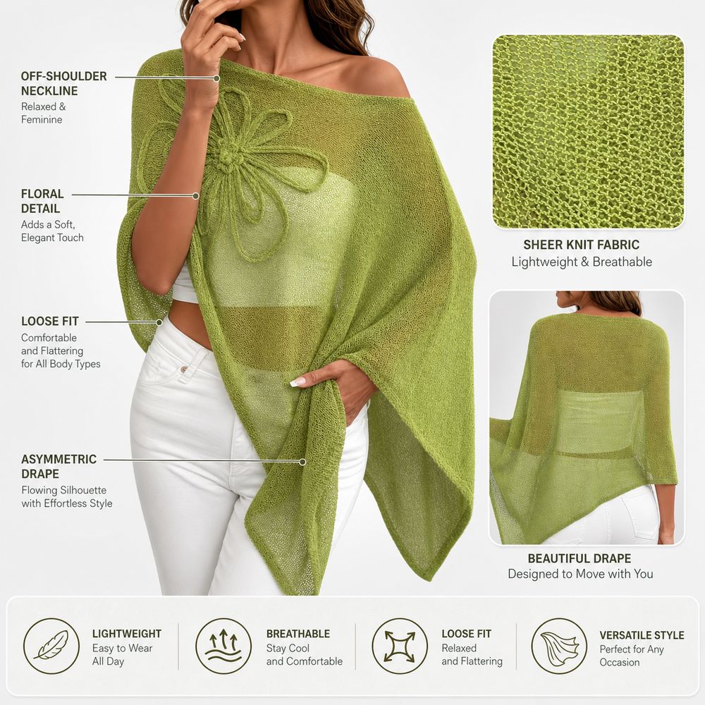 Stijlvolle off-shoulder poncho - Asymmetric Top Women recensie en prijs